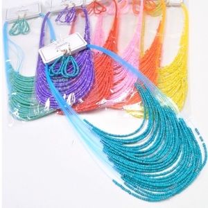 Necklace & earrings-3 sets: Red, Yellow,& Purple💝